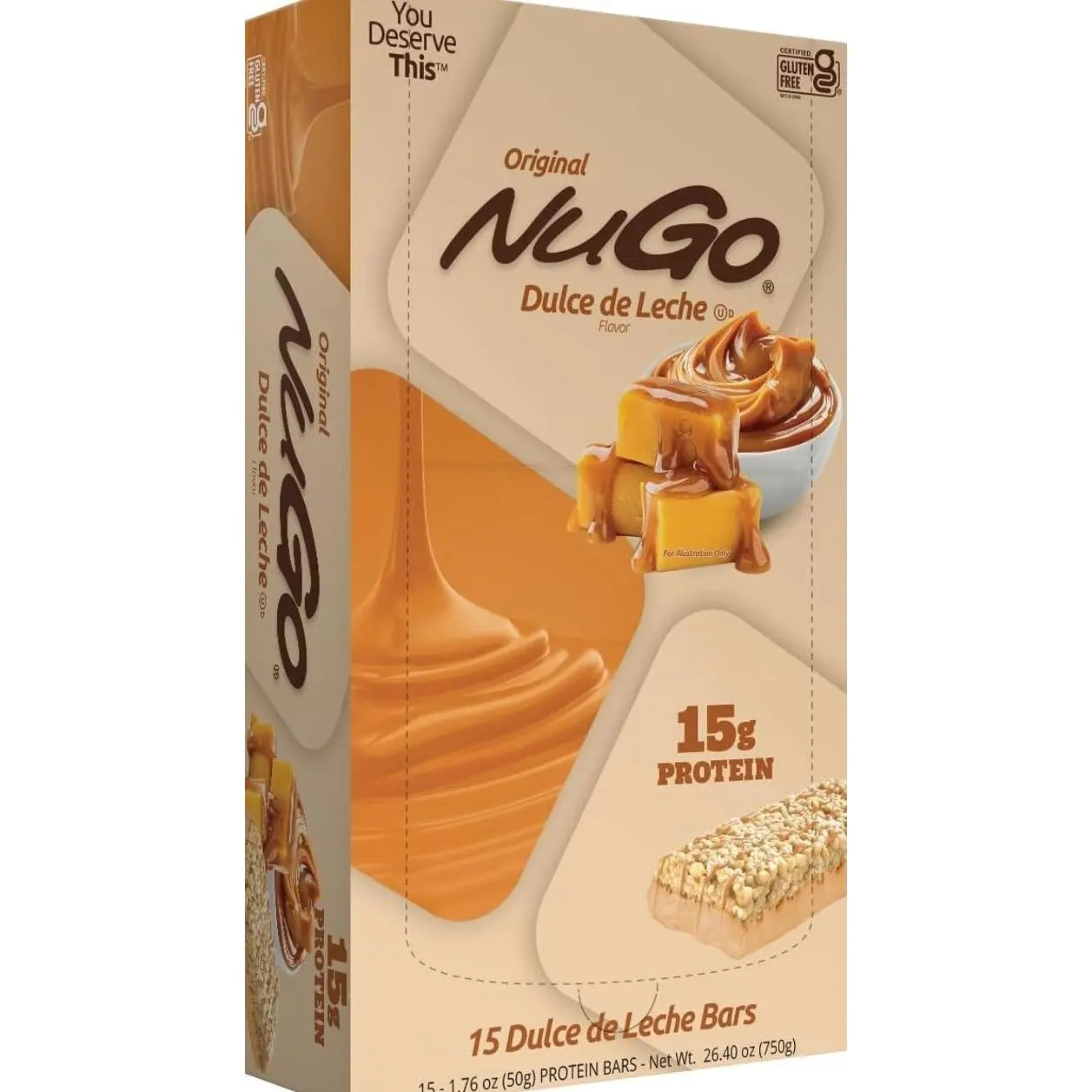 NuGo Protein Bar, Dulce De Leche, 15g Protein, Gluten Free, 15 Count