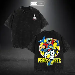 PEACEMAKER 2 - JOHN CENA Print Cotton T-shirt, Vintage Graphic Tee Washed For Fans Super Hero Movie, Oversize Unisex Streetwear, 100% Premium 230gsm Cotton, Relaxed Fit, S-5XL