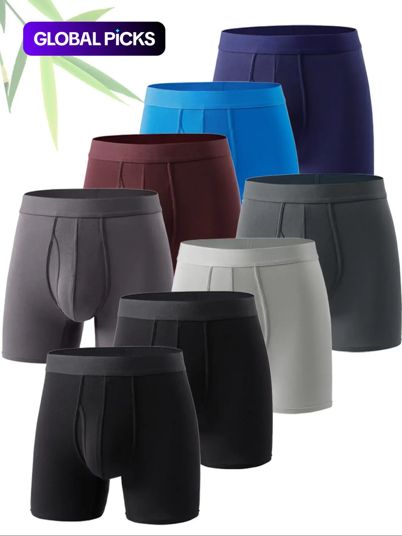 Men's Solid Color Bamboo Fiber Boxer Brief, Breathable Comfy Underwear for Daily Wear, Casual Men's Underwear for All Seasons, Stretchy Underwear, Base Underwear, Everyday Wear Underwear, Underwear Boxers, Underwear Boxers Set, Elastic Boxer Briefs