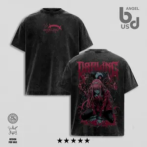 Gothic Retro Heavy Zero Two Code:002 - Darling in the Franxx Tshirt Wash & Hoodie Wash – Oversize Unisex Cotton Double Printed Gift For Anime Fan