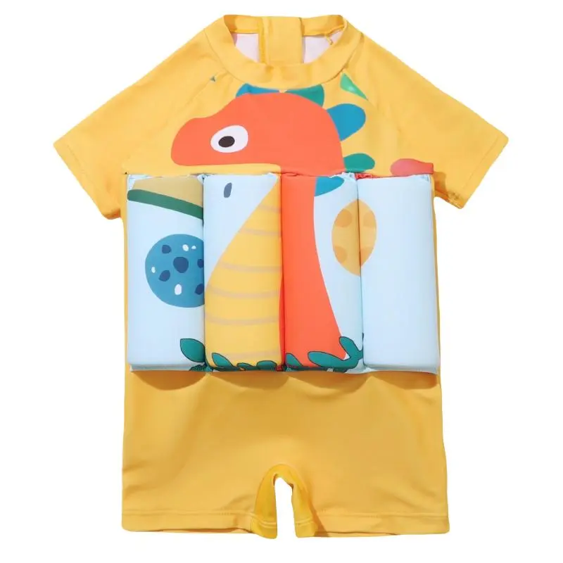 Children Buoyancy Swimsuit, Short-Sleeved One-Piece Swimsuit For Boys And Girls, With Zipper For Easy Wearing And Taking Off, Floating Swimsuit For Water Sports, Removable And Adjustable Buoyancy Swimsuit, Summer Beach Vacation Pool Swimsuit
