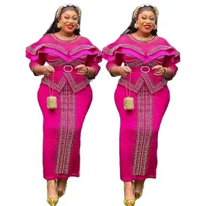 2025 Elegant African Dresses for Women Africa Clothing Plus Size Spring Wedding Party Long Dress  Outfits Robe