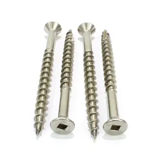 No. 8 x 1-1/2" Stainless Deck Screws, (100 Pack) Square Drive, Type 17   Point, 18-8 (305) Stainless Steel,  Fasteners,  Resistant by