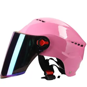 Glossy Painted Sunproof Half Helmet Summer Riding Safety Gear for Women Electric Motorcycle