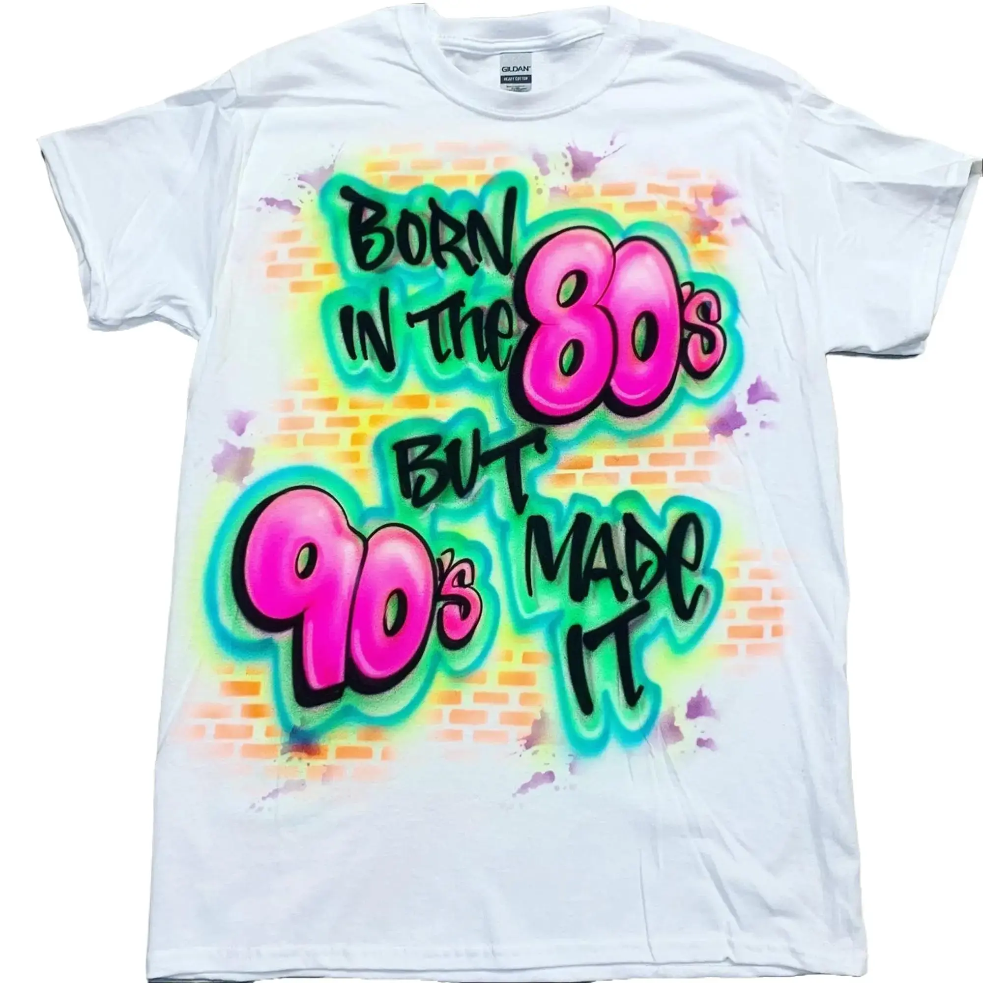 Airbrush Born In The 80s But Made In The 90s Shirt Vintage Y2K Graphic Tee Retro Unisex T-Shirt Classic Cotton