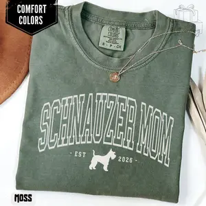 Comfort Colors Schnauzer Mom Shirt, Custom Est Year Mini Schnauzer Mama TShirt, Personalized Miniature Schnauzer Lover New Dog Owner Gifts