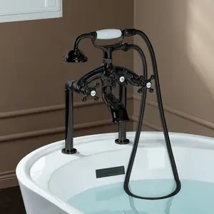 WOODBRIDGE Dual Mounting Clawfoot Tub Filler Faucet with Hand Shower and Hose
