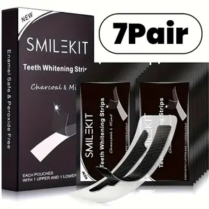 7 Pairs Bamboo Charcoal Teeth Whitening Strips, Mint Flavor, 18% Pap, Gel Form, Fda Registered, No Alcohol or Aerosol, Scpn/cpnp Notified