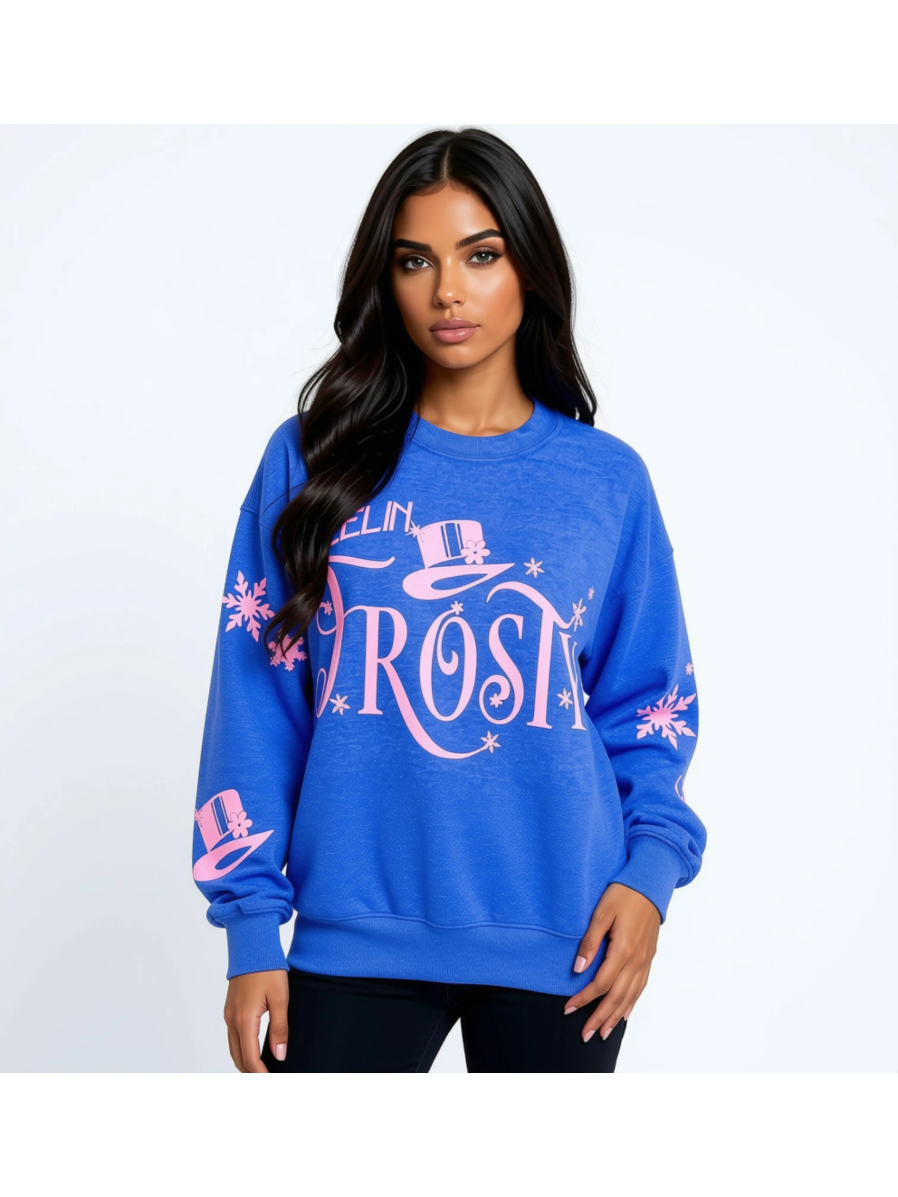 Feelin' Frosty Retro Christmas Sweatshirt or Hoodie with sleeve prints Comfy Unisex Tops
