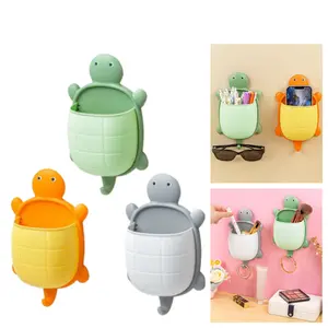 1pc Cute Hanging Bathroom Storage Basket With Hook, Punch Free Wall Mounted Plastic Box, Durable Storage Container For Toiletry, Makeup Items, Space Saving Organizer For Home, Bedroom, Kitchen