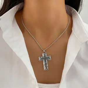 Cross Necklace, Unique Vintage Cross Pendant, Fashionable Niche Design, Ins-style Collarbone Chain, Unisex
