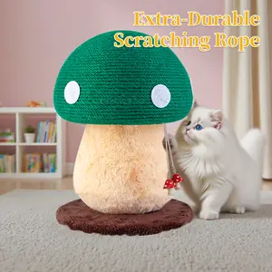 Cat Scratching Post Mushroom Cat Scratcher Extra-Durable Jute Scratching Board Kitten Tree Cat Toy for Play and Claw Care No Assembly Needed
