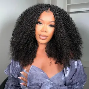 Geeta Hair Kinky Curly Hair V Part Wig No Leave Out Glueless Wig 100% Human Hair 0 Skill Needed Beginner Friendly Natural Scalp#TikTokShopBackToSchool