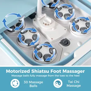 COSTWAY - Collapsible Foot Spa Massager Foot Bath Tub with Heat Shower and Timer-Blue