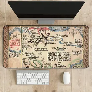 Hobbit Map Lord of the Rings Desk Mat, Middle Earth LOTR Mouse Pad, Gaming Pad Anti-Slip Rubber Base for Laptop Computer Office Work Study