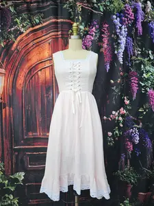 Zaylia LLC Pink Cottagecore Dress Casual Women's Relaxed Fit Elegant Design Comfortable Fit