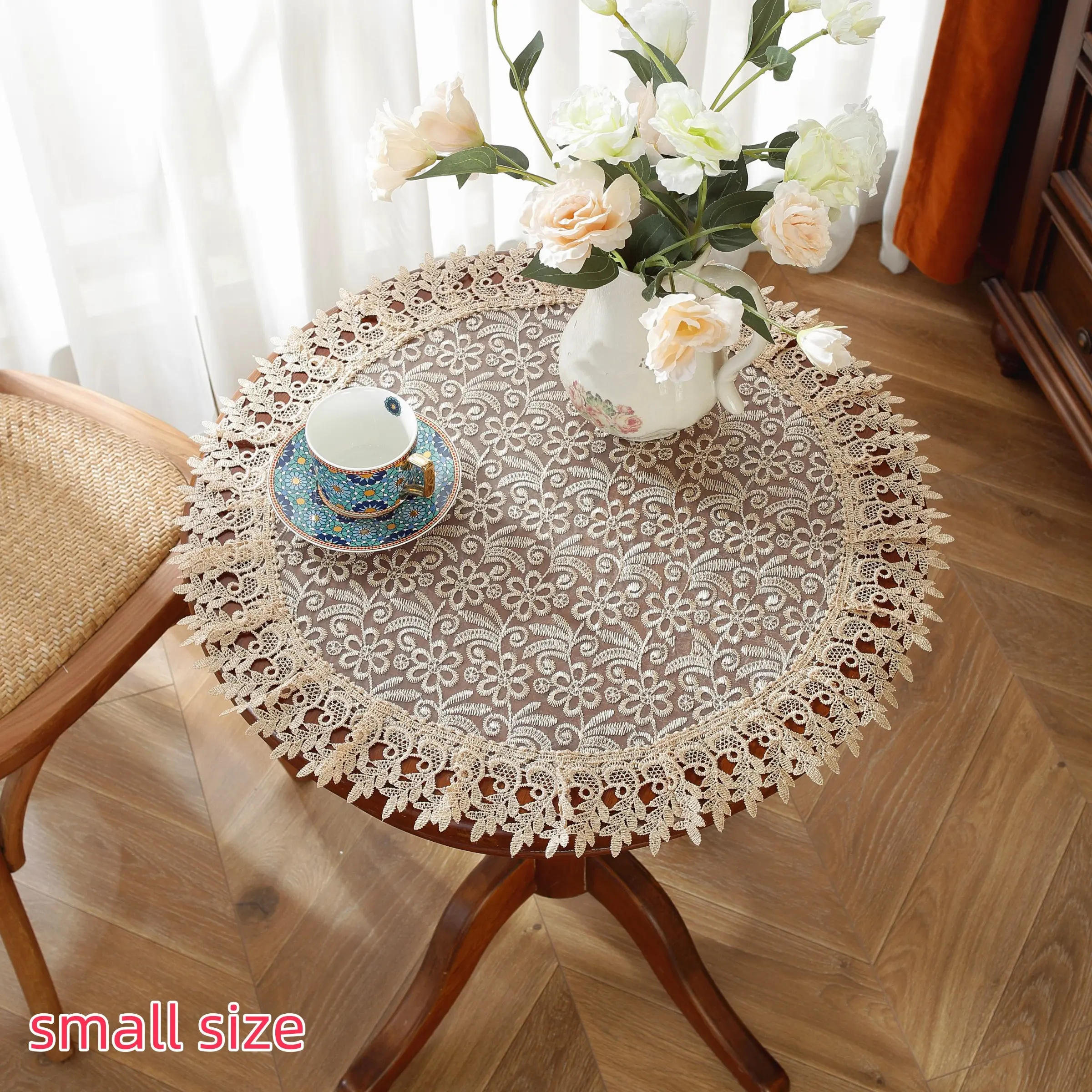 Elegant Embroidered Organza Table Mat, Coffee Table Mat, Round Dining Pad, Placemat, Table Placemats, Home Decor, Party Wedding Decoration, Festive Table Accessories, Embroidery