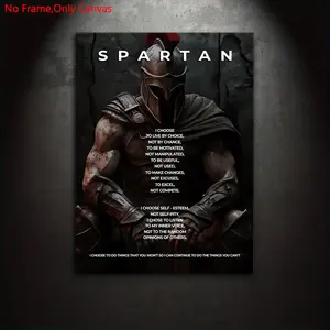 1 Piece/Set Frameless Canvas Painting Print Poster, Classic Digital Illustration Art, Inspiring Spartan Code, an ideal gift for bedroom, living room, wall decor, Modern home decor