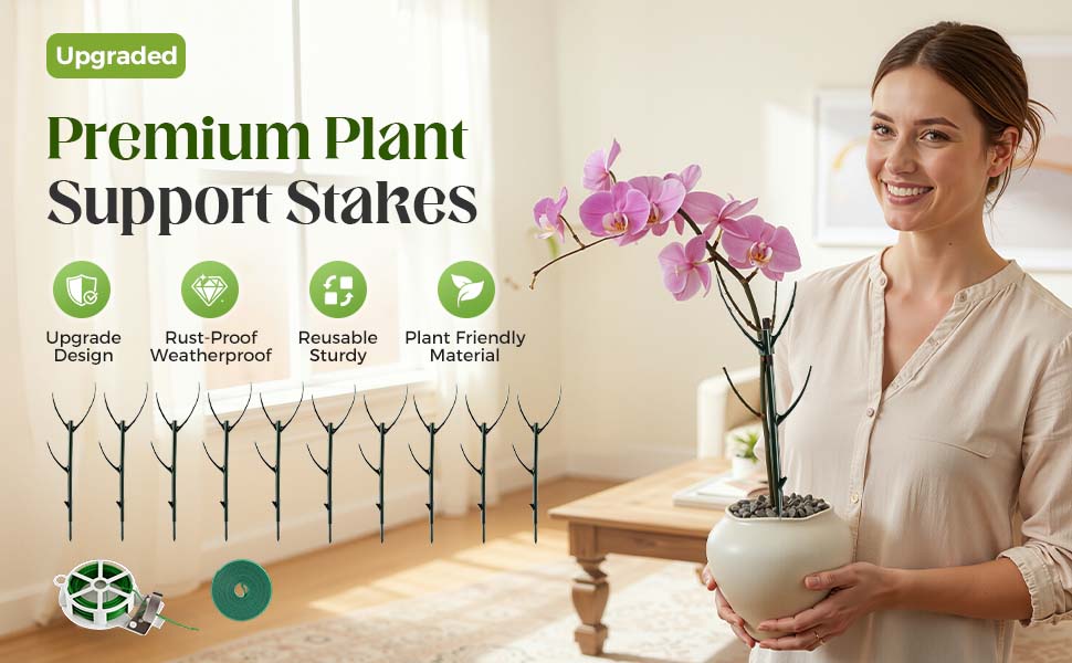 Stackable Monstera Plant Support Stakes – 10 Pack Durable Climbing Plant Support for Indoor & Outdoor Potted Plants, Garden Stakes for Pothos, Philodendron & Vine Plants