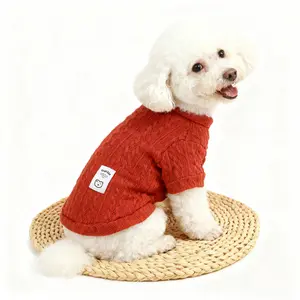 Winter Warm Knitted Bear Pattern Pet Sweater - Waterproof Fleece Coat with Reflective Elements for Small Dogs (Chihuahua, French Bulldog, Pug) & Cats