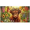 5D Diamond Art Kit for Beginners & Adults - Highland Cow Acrylic Gem Mosaic Craft, 31.5x15.7in/80x40cm Animal Bedroom Wall Decor, 30% Drill Diamond Beads Needlework DIY Hobby Set