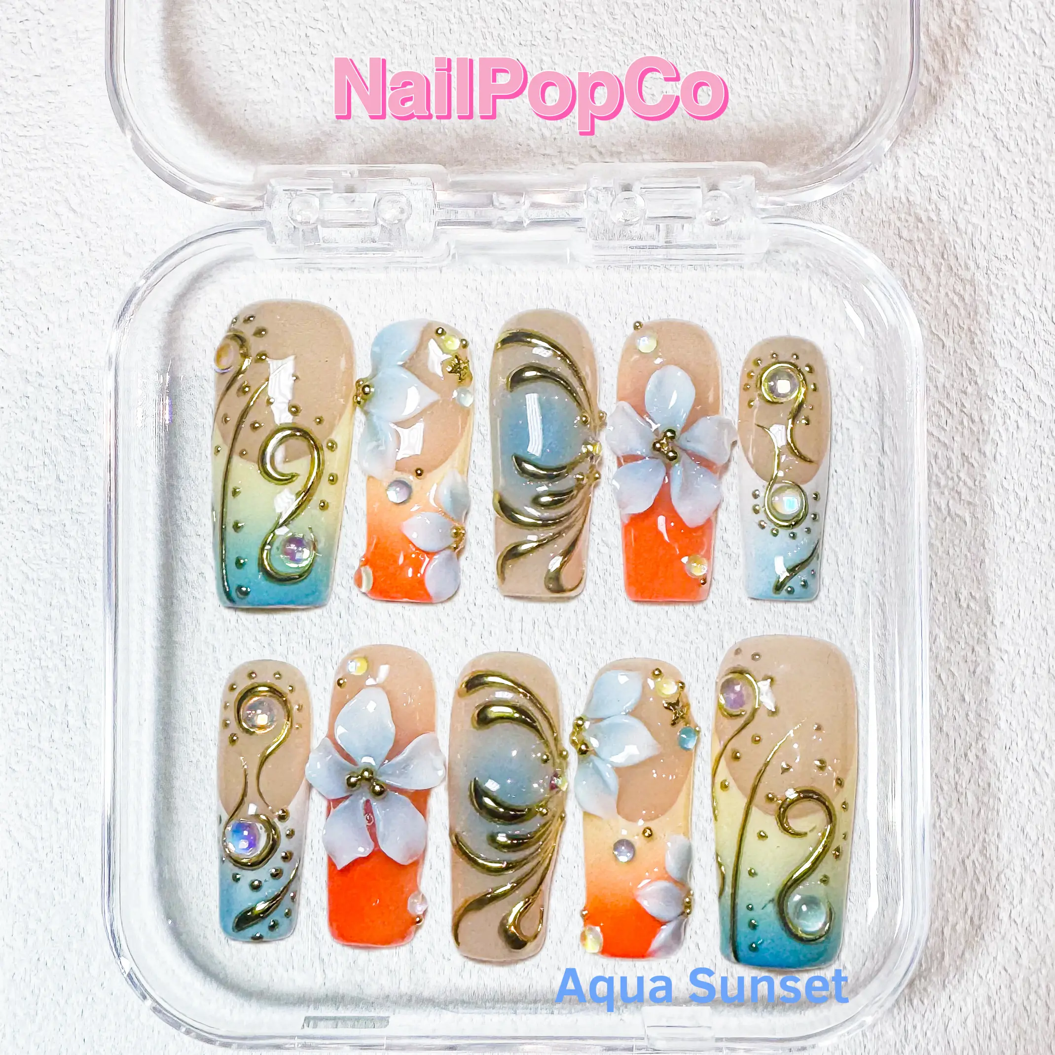 NailPopCo Best-Selling Handmade Press-On Nails - Reusable, Salon-Quality, Long-Lasting, Glossy Finish Acrylic Gel Nail Art Accessories