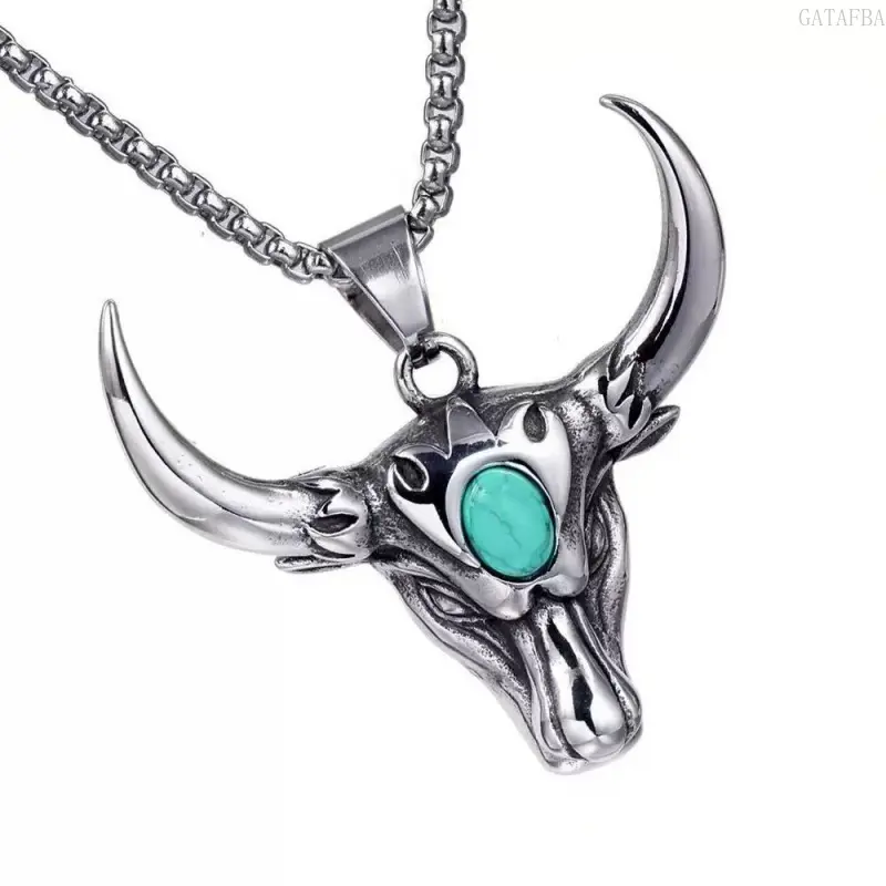 Men's Vintage Bull Head Pendant Necklace, Bold Punk Hip‑Hop Statement Jewelry, Stylish Unique Streetwear Accessory for Daily Wear & Club Occasions