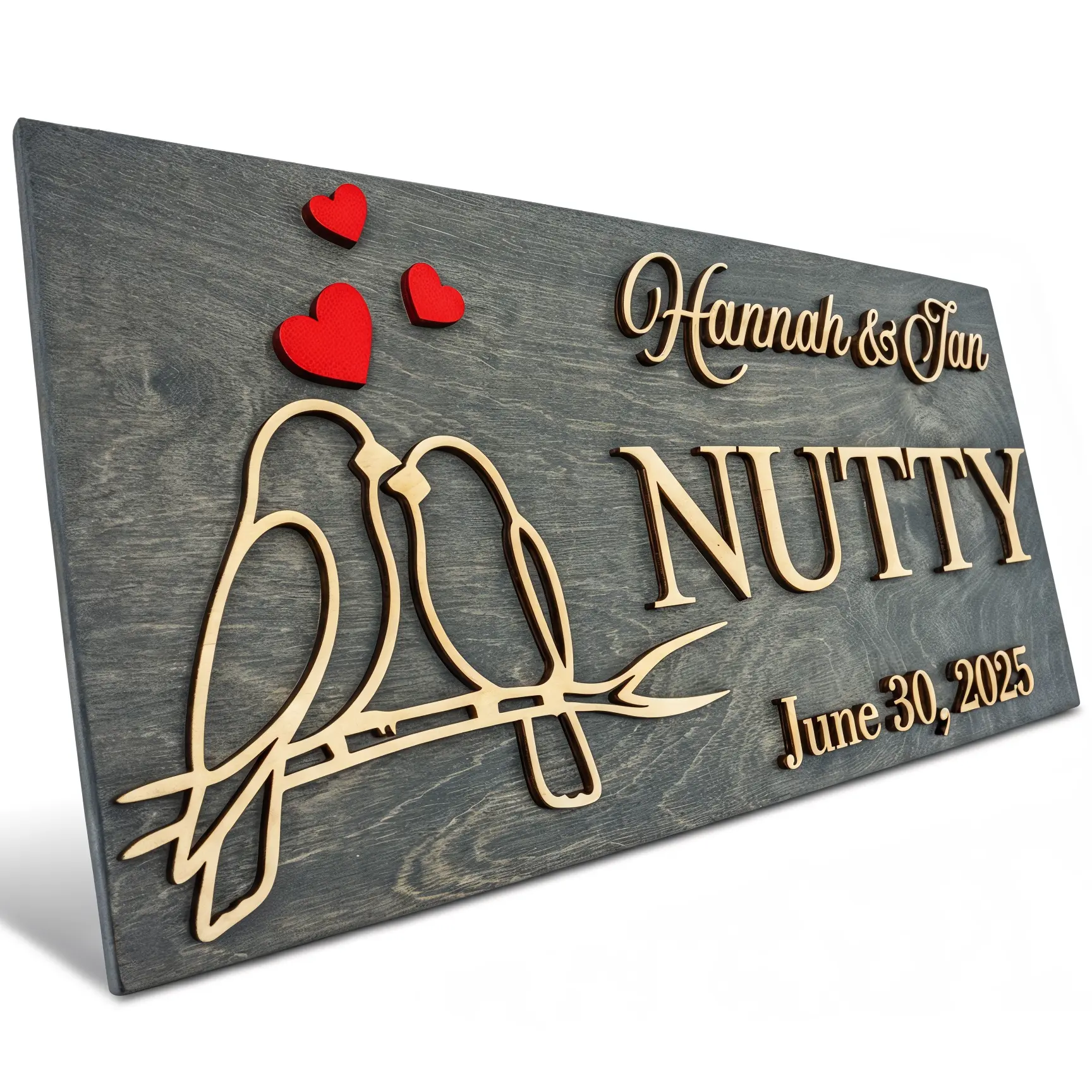 Custom Family Name Sign Personalized Wooden Wedding Gift Rustic Last Name Wood Plaque Established Date Sign Anniversary Decor Wall Handcrafted Baltic Birch Plywood 3D Effect