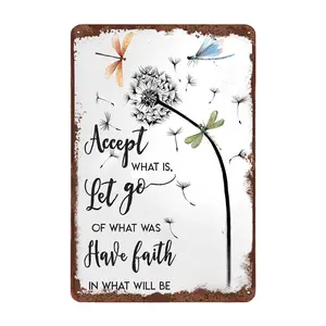 [Vintage Dandelion Sign] Rustic Vintage 1pc Aluminum Sign Wall Art |   8x12 Inch Nature-Themed Home Decor with Uplifting Message, No Electricity Needed, Perfect for Living Room, Office, Bedroom, Motivational Wall Art |   Vintage Dandelion D