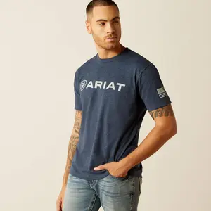 Ariat Mens Shield Flag Short Sleeve Graphic T-Shirt - Navy Heather