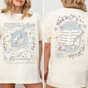 Retro #Cinderellaaa Shirt, So This Is Love Princess Tee, Trip Shirt, Artwork Graphic Top, Princess Gift T Shirt For Women And Girls