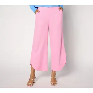 Isaac Mizrahi Live! Regular Linen Blend Wide Leg Crop Pants