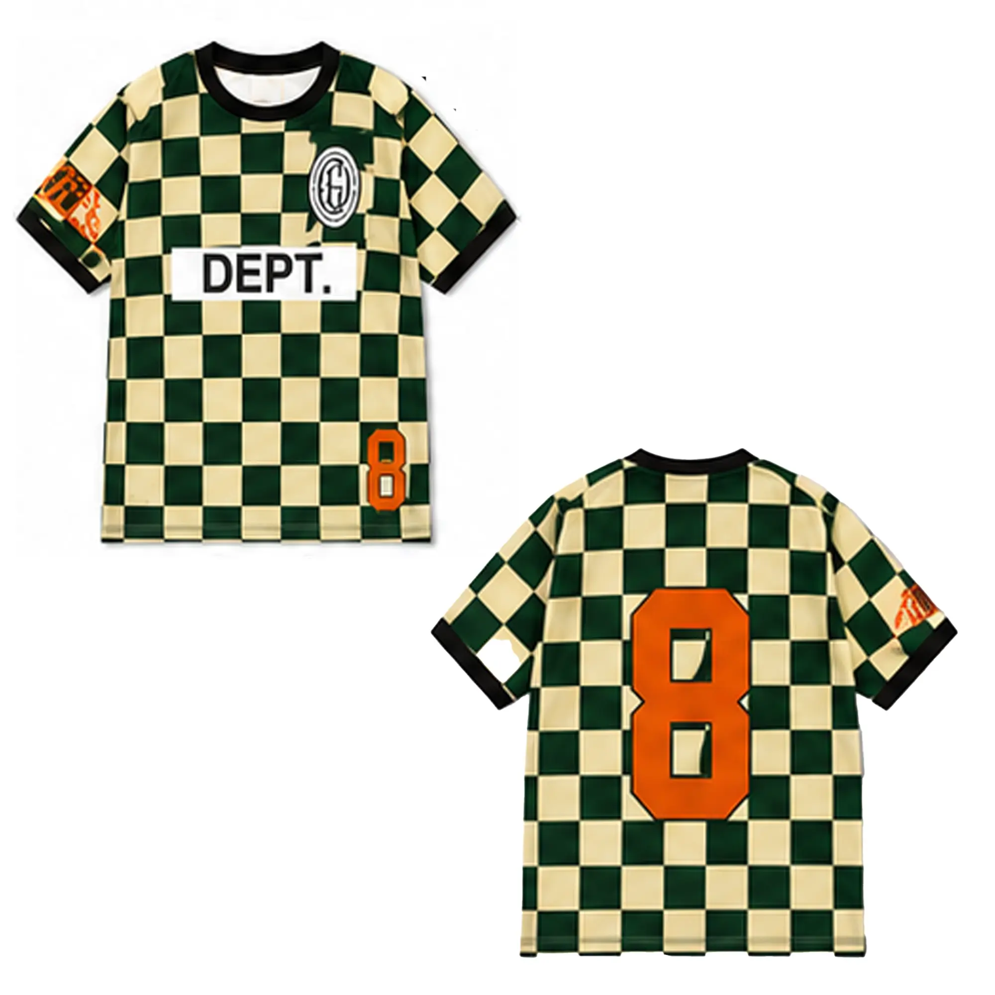 Gaaalery Dept Number 8 Racing Jersey, Checkered Graphic Vintage Sports Streetwear Shirt