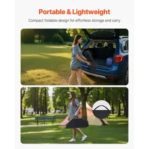 VEVOR Folding Camping Table, Portable Roll Up Side Tables, Small Lightweight Aluminum Beach Table, Compact with Carry Bag, for Outdoor Cooking, Tailgating, Grilling, Picnic, Travel, Silver