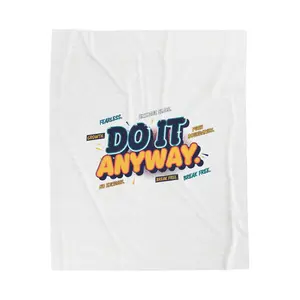 Do It Anyway Typographic Throw Blanket | Maximalist, Bold Stacked Text