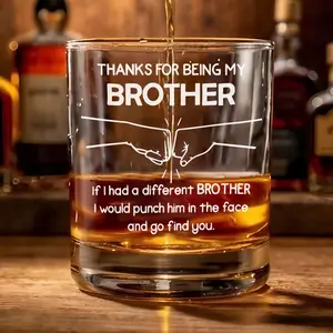 Thanks For Being My Brother Gift Glass, Funny Brother Birthday Present, Punch Him In The Face Quote, Drinking Glass For Men, Unique Brother Gift
