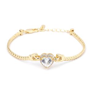 MEIITRUE Summer of Love , Love Bond Dainty Heart Zirconia Bracelet, 14K Gold Plated Snake Chain Bracelet for Love Promise,  Fashion Jewelry for Women , Perfect Gifts and Everyday Wear