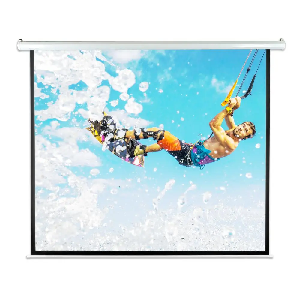 84" Electronic Motorized Automatic Projector Screen - Matte White, Quick Setup, Aluminium Frame, Cable & Wireless Remote Control