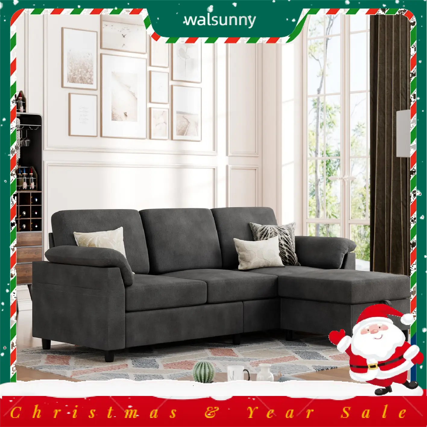 Walsunny 79" Convertible Sectional Sofa, Reversible Modern L Shaped 3 Seat modular sofa Couch with Pillows and storage,Ottoman for Living Room wayfair