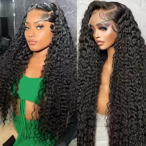 Women's 180 Density Deep Wave 13x6 Lace Front Wig, Pre Plucked Human Hair Wig with Thick Texture, Natural Hairline, Healthy Strands, Well-Bleached Knots, Smart Baby Hair & Very Soft Feel
