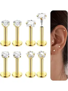 16G Tragus Piercing Jewellery Flat Back Earrings for Women,Hypoallergenic Surgical Steel Labret Nose Stud Helix Piercing Jewellery for Sensitive Ears for Women Flat Pierced Jewelry
