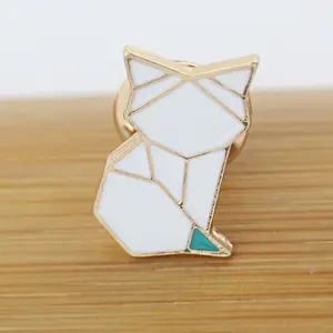 Fashion Origami Rabbit Fox Cat Horse Swan Whale Bear Squirrel Penguin Elephant Colorful Enamel Pin Metal Brooch Denim Badge Gift
