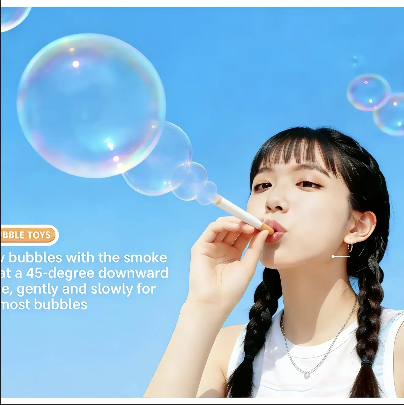 bubble blowing fake cigarette 2 Pack  Realistic Cigarette Bubble Blower with Solutio PUFF SOME SMOKE AND YANK THEIR CHAIN Fool them All Looking for a cool prank toy to dupe your unsuspecting family or friends SummerVibes Bubble Cigarette StressRelief Toy,
