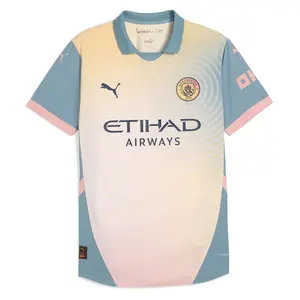 PUMA Mens Manchester City F.C. Fourth Collared Short Sleeve Jersey Casual - Pink PUMA Mens Manchester City F.C. Fourth Collared Short Sleeve Jersey Casual - Pink