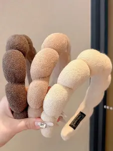 Women's Fashion Coffee Color Hair Band, Cloud Twist High Crown Headband, Facial Cleansing Bath Makeup Holder, Daily Home Hair Accessory