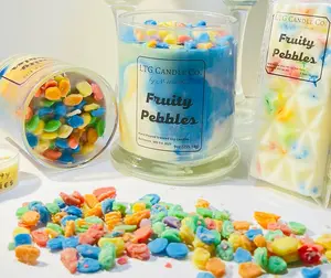FRUITY PEBBLES Scented Candle - 100% Scented Soy Wax Candles, Cheerful Fruity Pebbles Aroma, Long Burn Time - Home Decor Candles gift Room Freshener