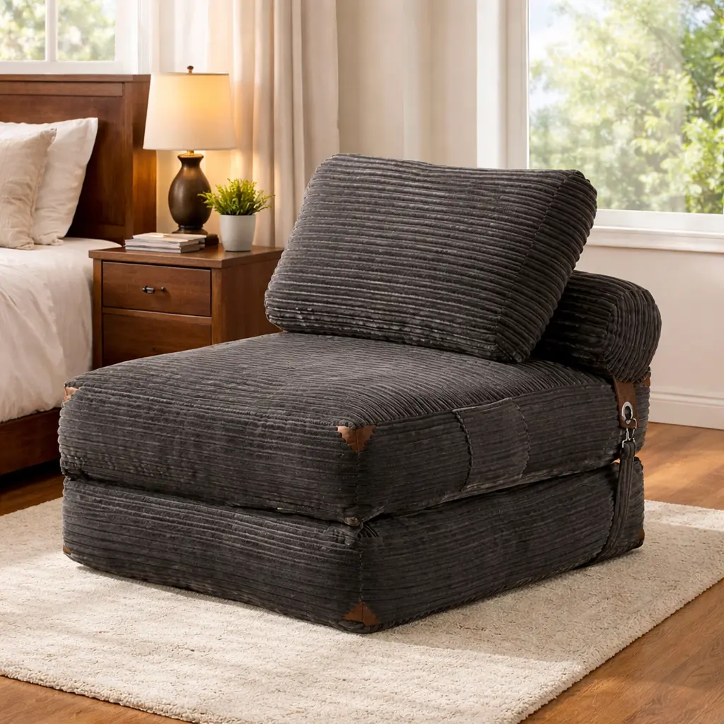 CAODOC Folding Sofa Bed, Convertible Sleeper Chair Bed, Floor Couch for Adults with Back Support and Pillow, Comfy Floor Sofa Lounge for Small Spaces, No Assembly Sofa Chair For Bed Room Sleepover