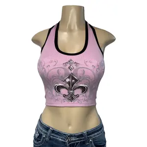 Lilia Rhinestone Cropped Halter Top Lilac