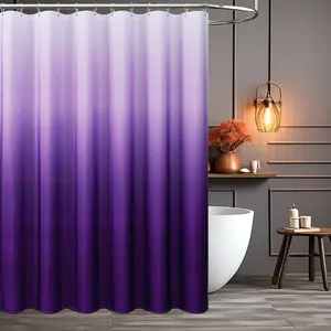 Gradient Shower Curtain Liner, 4g Peva Waterproof Curtains, 71x71 Inches, Metal Eyelets, 3 Magnetic Weights, 12 Plastic Hooks