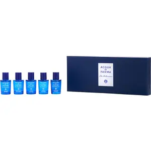 Acqua Di Parma Blue Mediterraneo Variety Set-5 Piece Variety With Arancia Di Capri & Bergamotto Di Calabria & Fico Di Amalfi & Mirto Di Panarea & Mandorlo Di Sicilia And All Are Edt 0.17 Oz Mini For Unisex
